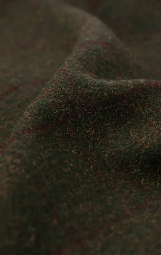 Groen groot geruit tweed overjas met fluwelen afwerking - photo 6