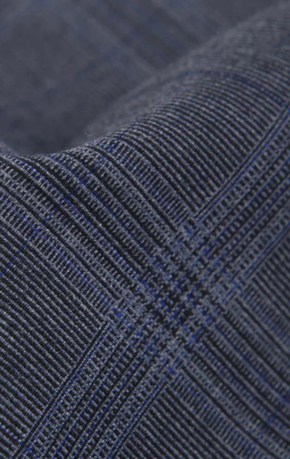 Grijs en blauw geruit colbert met marine afwerking - photo 7