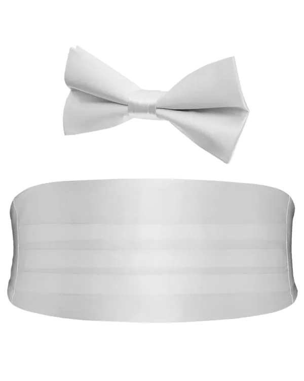 Wit jongens cumberband & voor-gestrikte strik set