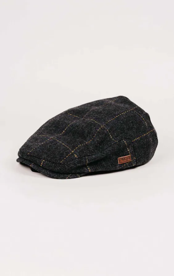 Marineblauwe Flat Cap van twill-ruit