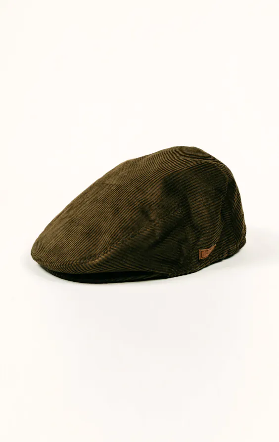 Olijfgroene klassieke corduroy Flat Cap