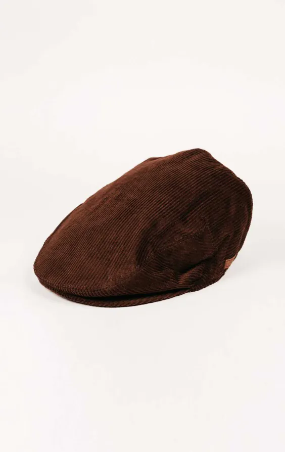 Bruine klassieke corduroy Flat Cap