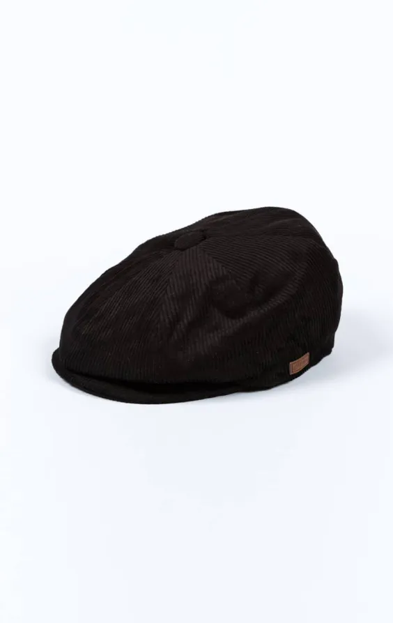 Zwart corduroy newsboy cap