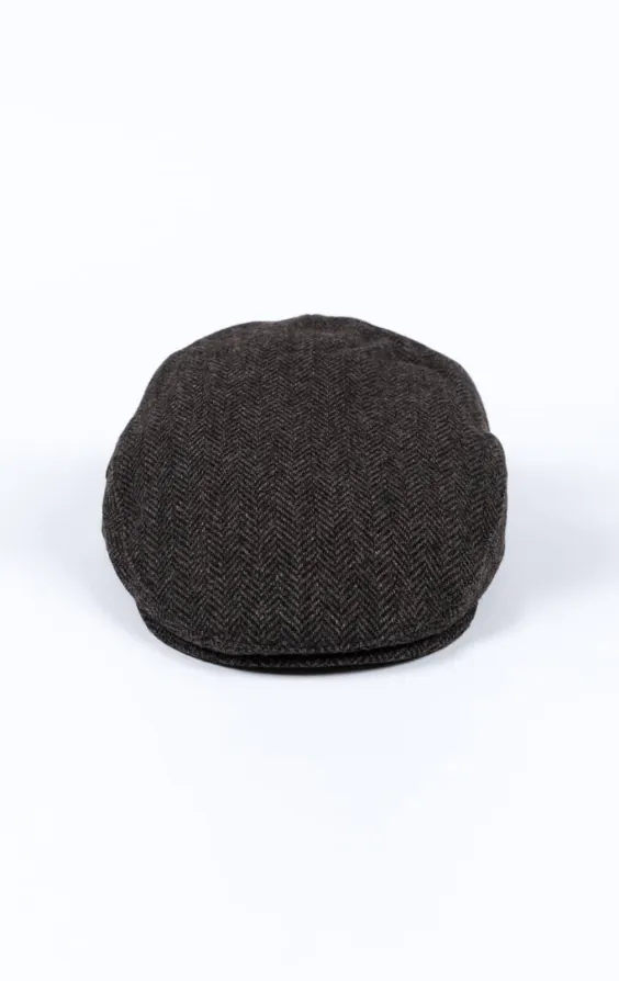Grijs visgraat tweed platte pet - photo 1