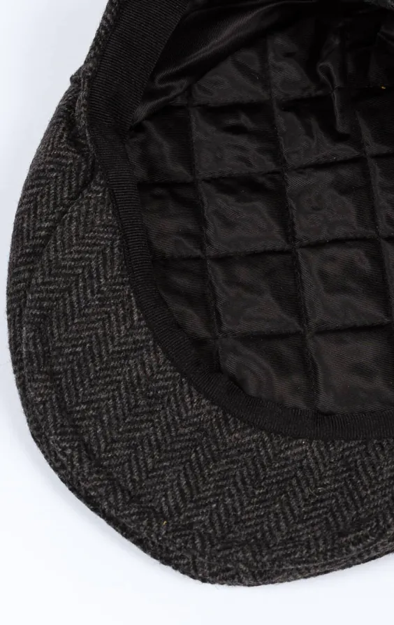 Grijs visgraat tweed platte pet - photo 2
