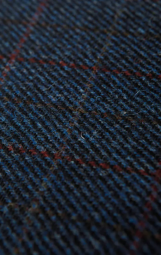 Harris Tweed donkerblauw geruit tweed gilet - photo 4