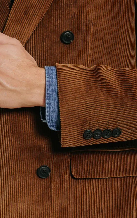 Cdkoke Heren Klassieke pasvorm Corduroy Blazer Twee Knopen voor Formele