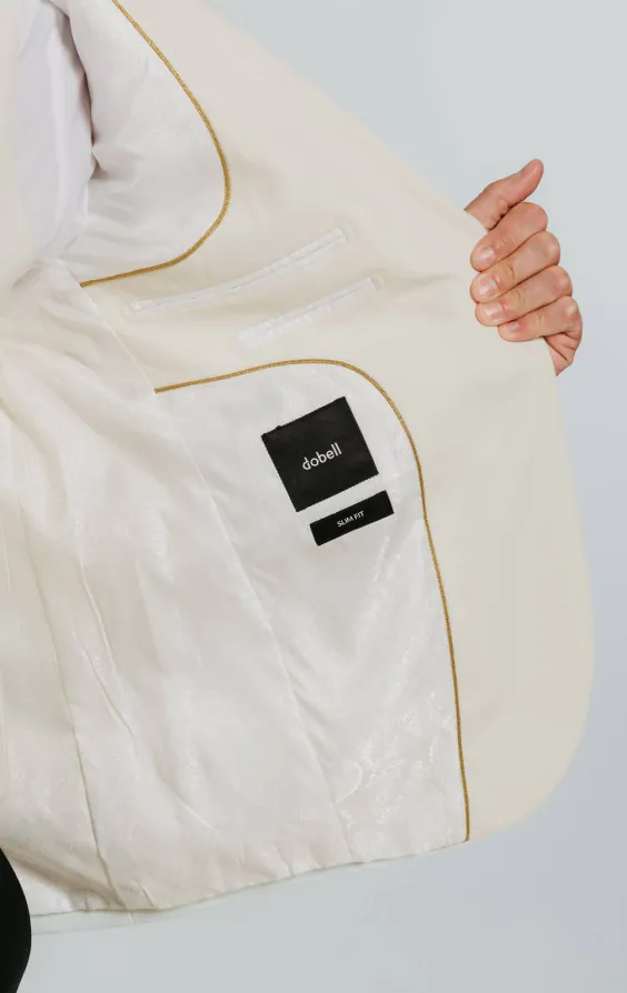 Witte slim fit smoking jas met stijgende revers - photo 4 Witte slim fit smoking jas met stijgende revers - photo 4