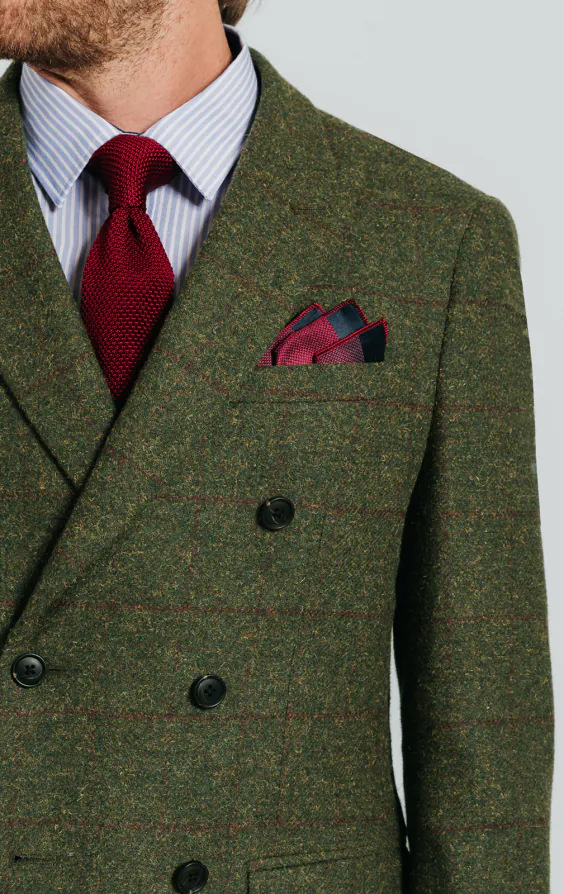 Groen groot geruit tweed double breasted 3 delig kostuum - photo 3 Groen groot geruit tweed double breasted 3 delig kostuum - photo 3