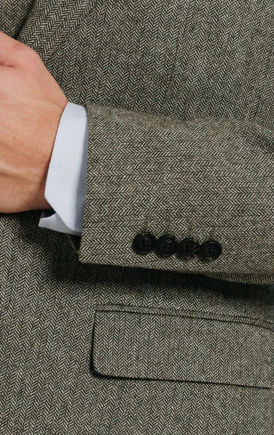 Sage groen visgraat tweed colbert - photo 2 Sage groen visgraat tweed colbert - photo 2