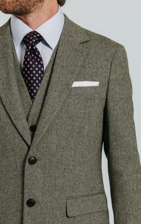 Sage groen visgraat tweed 3-delig pak - photo 4 Sage groen visgraat tweed 3-delig pak - photo 4