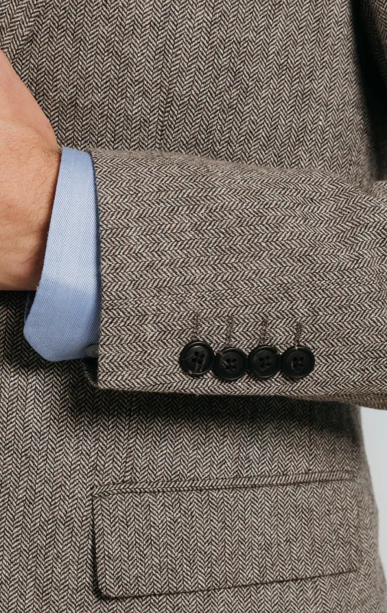 Bruin visgraat tweed colbert - photo 2