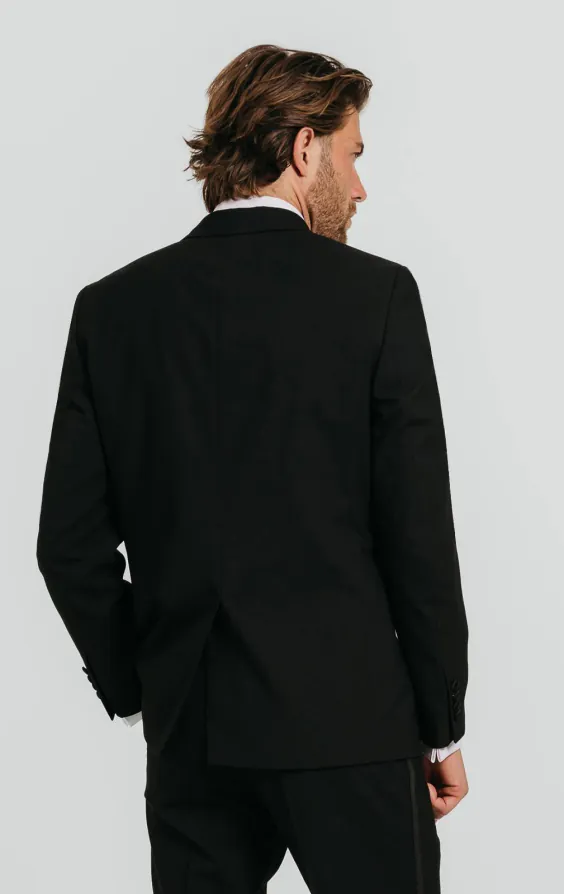 Zwart double breasted smokingjas met piek revers - photo 1