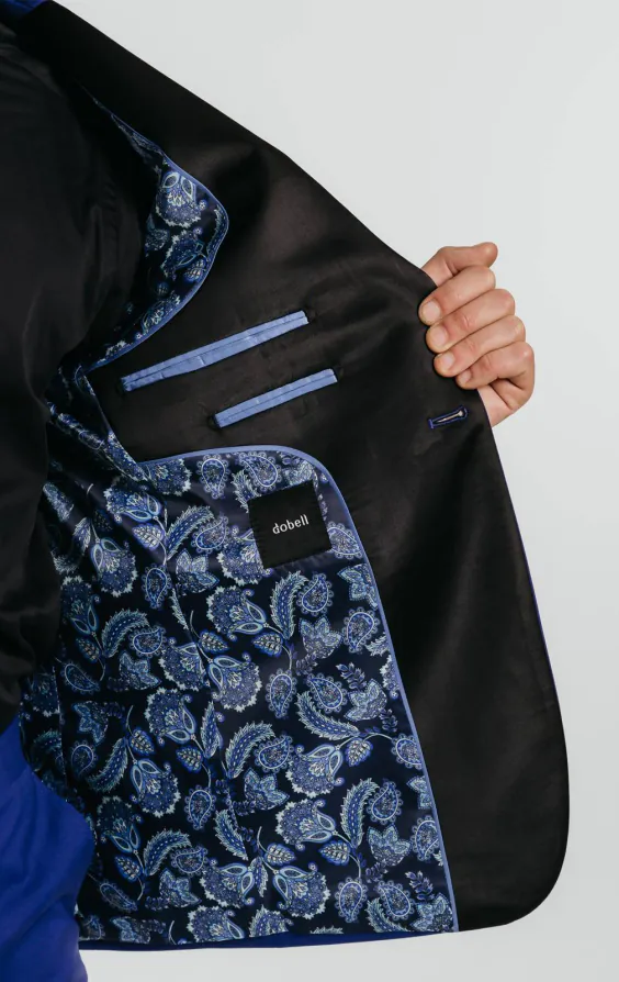 Hel blauw smokingjas met piek revers - photo 4