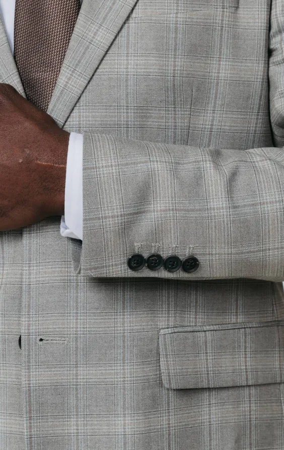 Taupe geruit 3 delig pak met piek revers - photo 2 Taupe geruit 3 delig pak met piek revers - photo 2