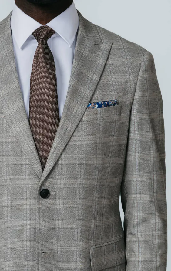 Taupe geruit colbert met piek revers - photo 3 Taupe geruit colbert met piek revers - photo 3
