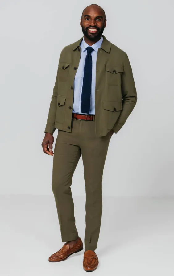 Groen linnen twill safarijasje - photo 2