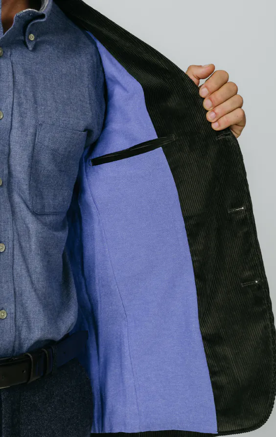 Groen corduroy colbert met opgezette zakken - photo 7
