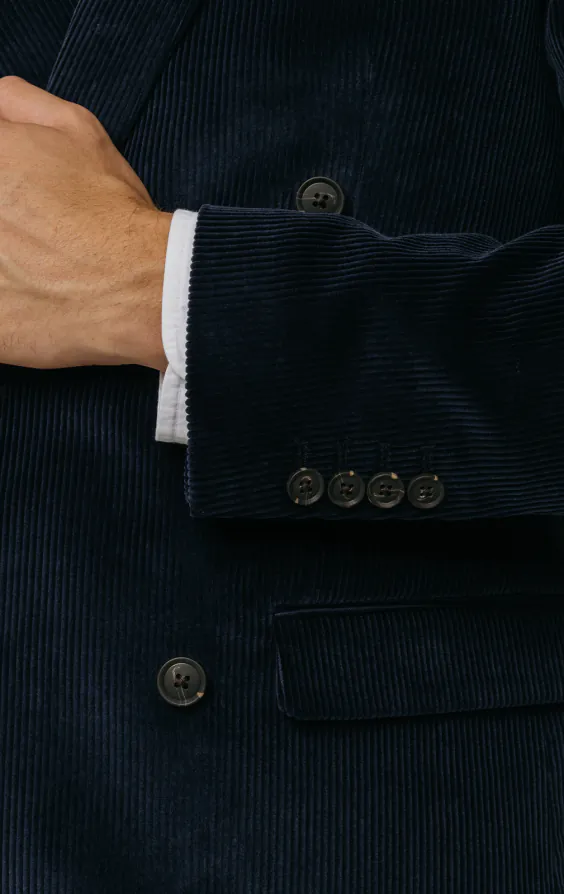 Marine blauw corduroy double breasted colbert - photo 2