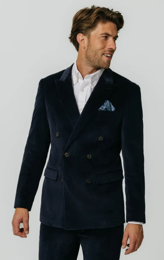 Marine blauw corduroy double breasted colbert Marine blauw corduroy double breasted colbert