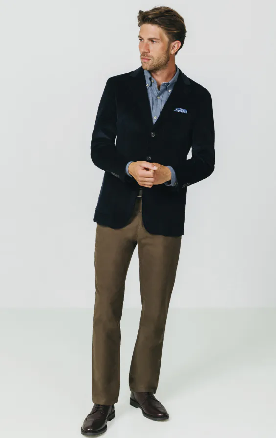 Marine blauw corduroy colbert met opgezette zakken - photo 1 Marine blauw corduroy colbert met opgezette zakken - photo 1