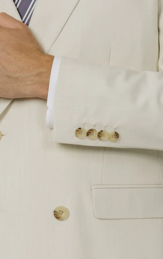 Winter wit twill colbert met double breasted en piek revers | Dobell