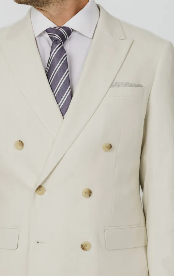 Winter wit twill colbert met double breasted en piek revers | Dobell