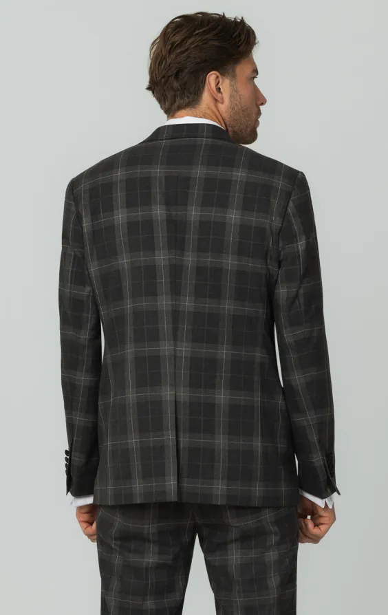 Grijze tartan geruite 3 delig smoking met piek revers - photo 6 Grijze tartan geruite 3 delig smoking met piek revers - photo 6
