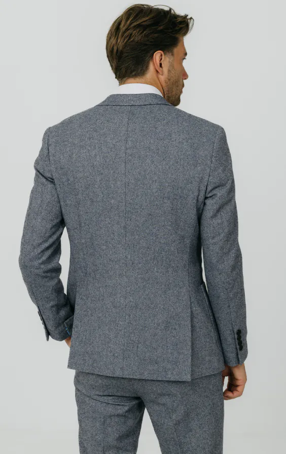Blauw Donegal tweed colbert - photo 5