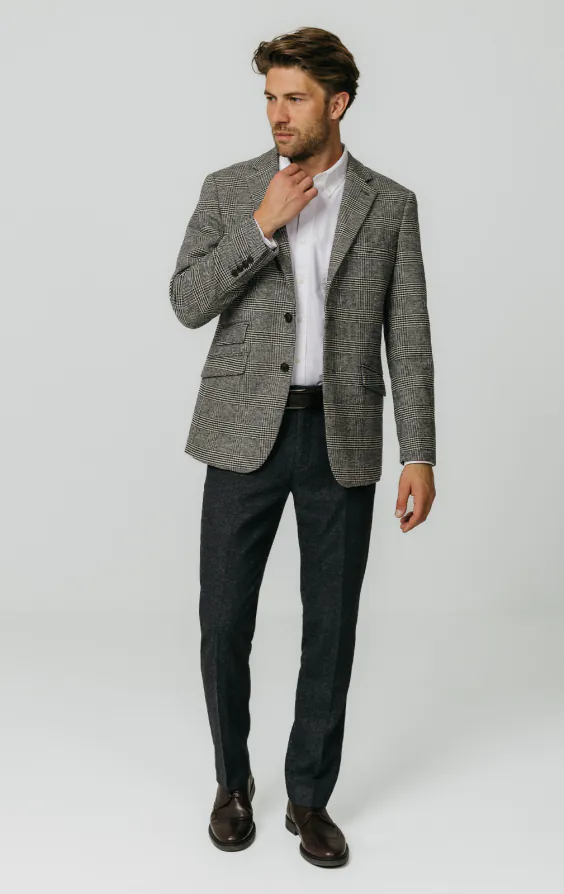 Zwart en crèmekleurig Prince of Wales geruite tweed jasje - photo 1 Zwart en crèmekleurig Prince of Wales geruite tweed jasje - photo 1