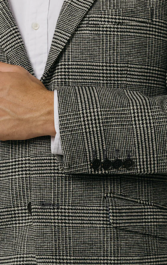 Zwart en crèmekleurig Prince of Wales geruite tweed jasje - photo 2 Zwart en crèmekleurig Prince of Wales geruite tweed jasje - photo 2