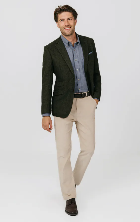 Groen visgraat tweed jasje - photo 1