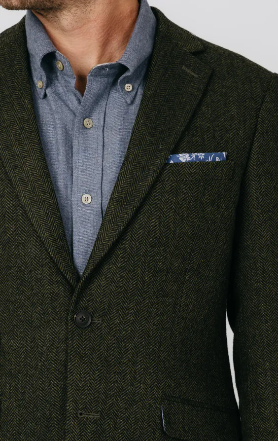 Groen visgraat tweed jasje - photo 3