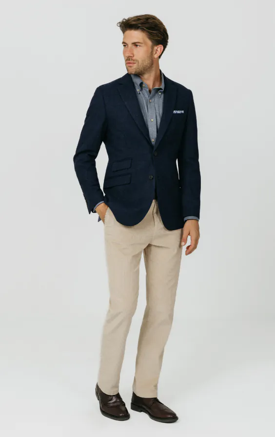 Marineblauw visgraat tweed jasje - photo 1