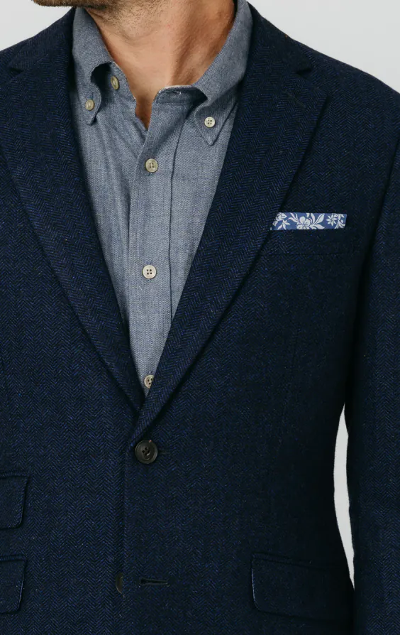 Marineblauw visgraat tweed jasje - photo 3