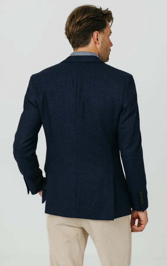 Marineblauw visgraat tweed jasje - photo 5