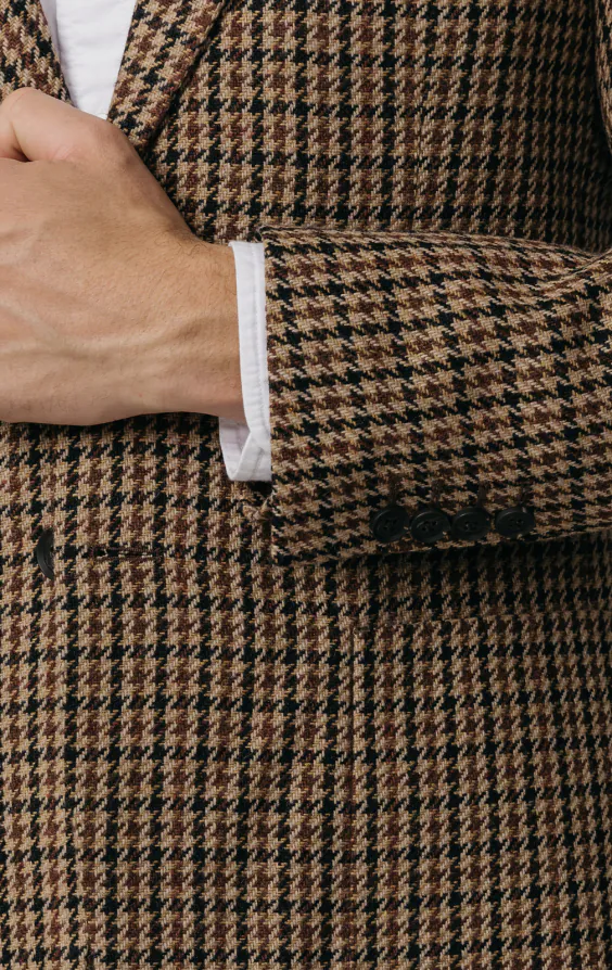 Bruin houndstooth tweed jasje - photo 2 Bruin houndstooth tweed jasje - photo 2