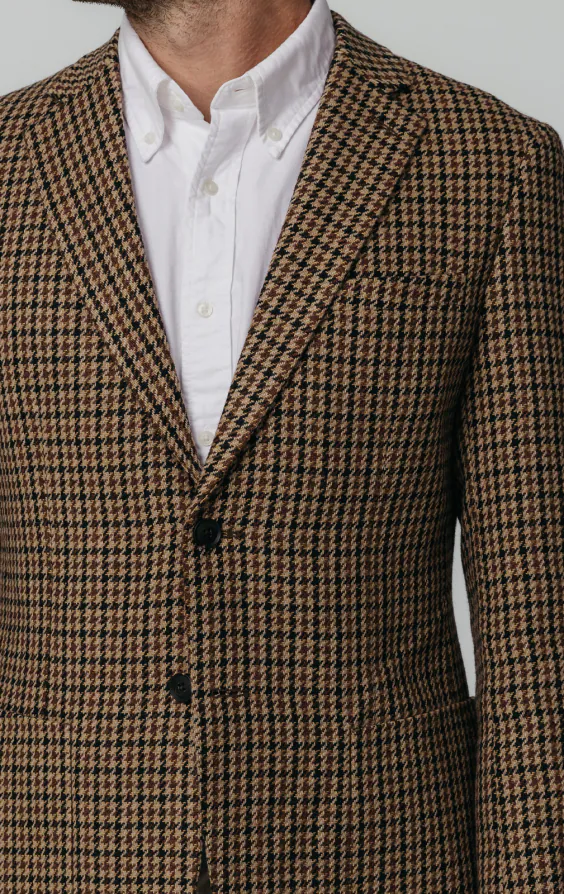 Bruin houndstooth tweed jasje - photo 3 Bruin houndstooth tweed jasje - photo 3