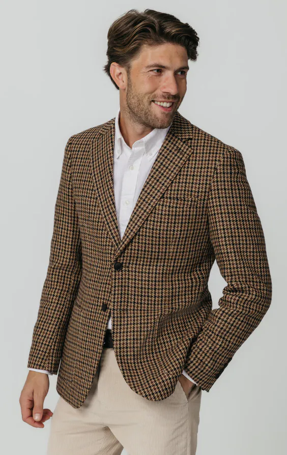 Bruin houndstooth tweed jasje Bruin houndstooth tweed jasje