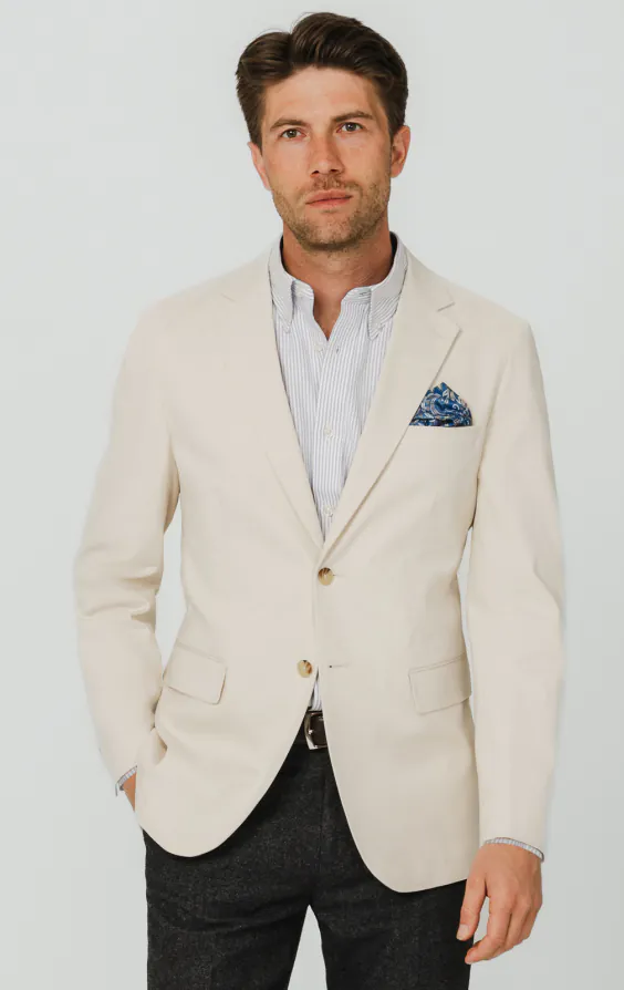 Crèmekleurig katoenen twill jasje Crèmekleurig katoenen twill jasje