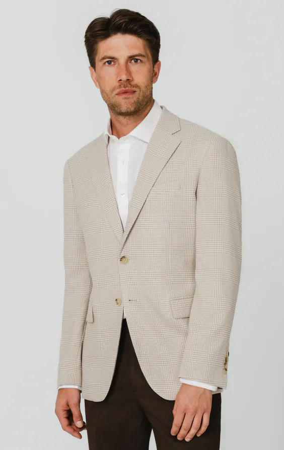 Beige Prince of Wales geruit jasje Beige Prince of Wales geruit jasje