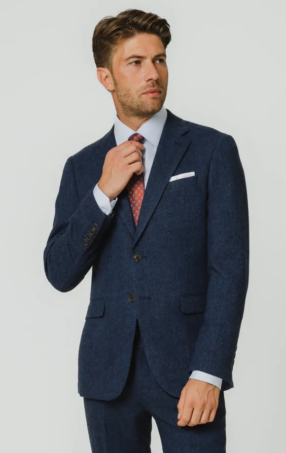 Blauw visgraat tweed colbert Blauw visgraat tweed colbert