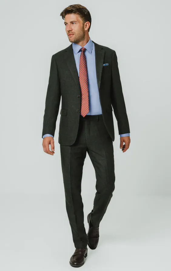 Donkergroen visgraat tweed colbert - photo 1