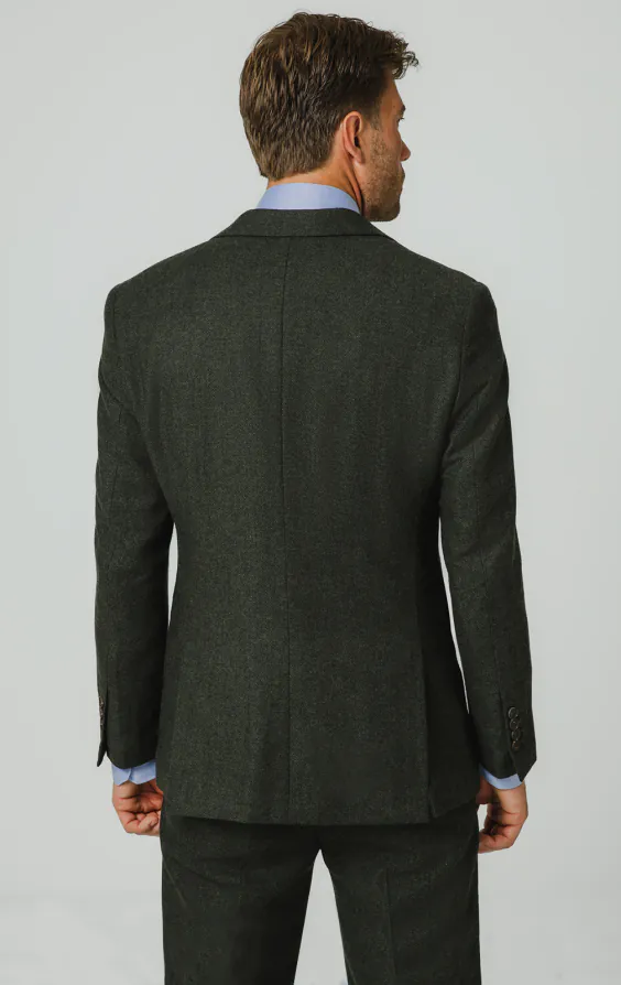 Donkergroen visgraat tweed colbert - photo 5