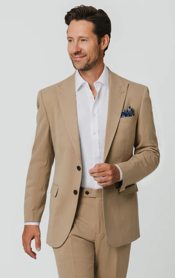 Camel bruin krijtstreep colbert Camel bruin krijtstreep colbert
