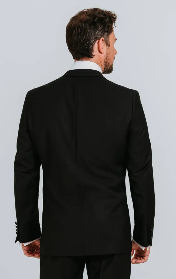 Zwart 100% wol 3 delig smoking met revers kraag - photo 2 Zwart 100% wol 3 delig smoking met revers kraag - photo 2