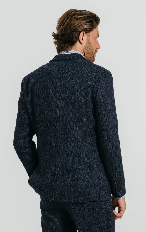 Harris Tweed blauw kostuum met visgraat patroon - photo 3 Harris Tweed blauw kostuum met visgraat patroon - photo 3