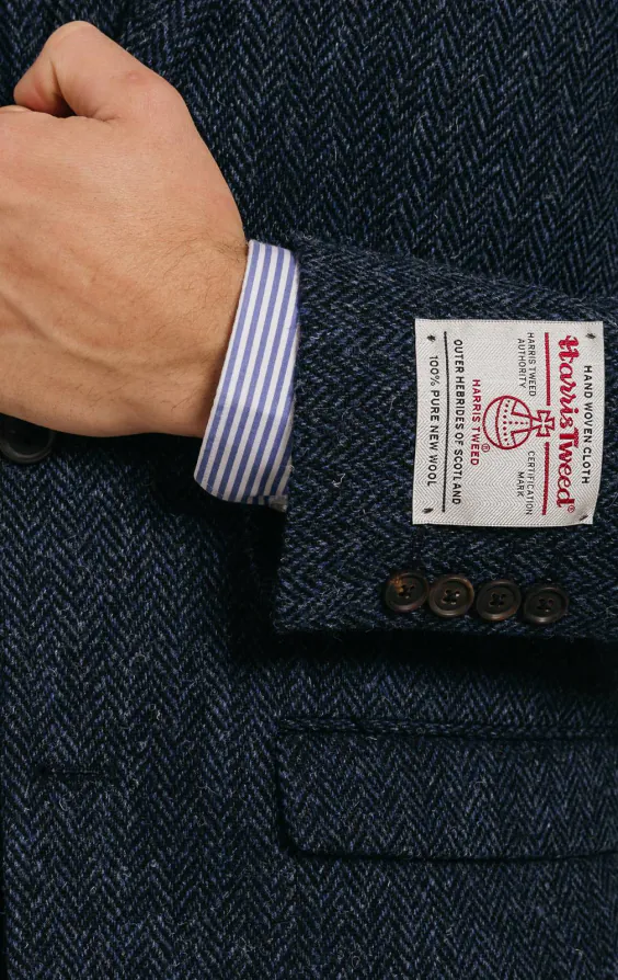 Harris Tweed blauw kostuum met visgraat patroon - photo 4 Harris Tweed blauw kostuum met visgraat patroon - photo 4