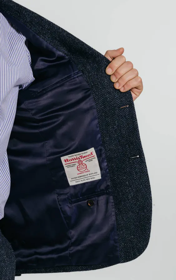 Harris Tweed blauw kostuum met visgraat patroon - photo 6 Harris Tweed blauw kostuum met visgraat patroon - photo 6
