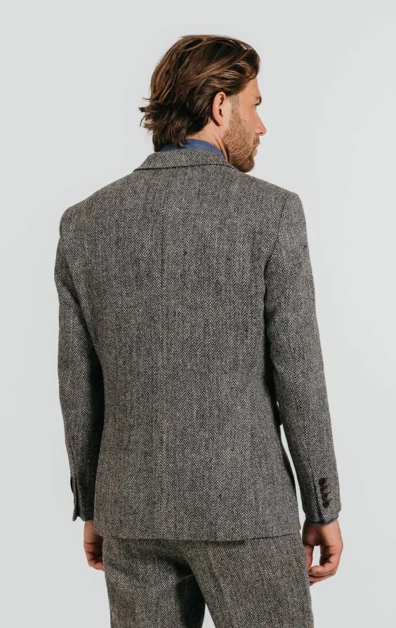 Harris Tweed grijs kostuum met visgraat patroon - photo 2